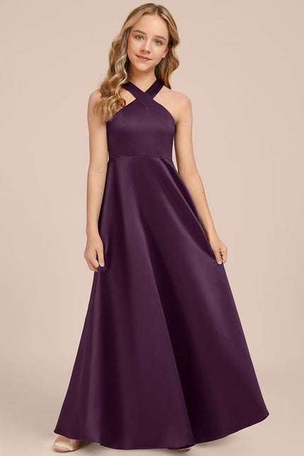 Robe Trapèze Satinée Prune - gallery 1