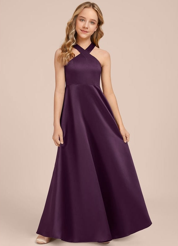 Robe Trapèze Satinée Prune - gallery 1