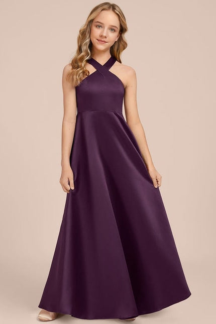 Robe Trapèze Satinée Prune - gallery 1