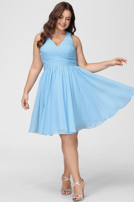 Robe Trapèze Bleu Vaporeux Chic - gallery 7