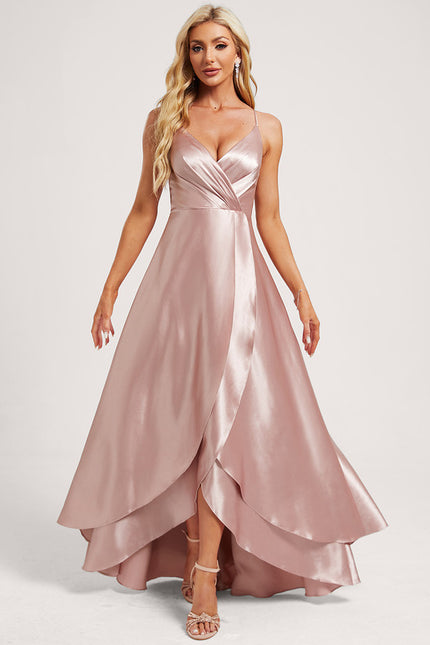 Robe Trapèze Satin Bleu Élégant - gallery 2
