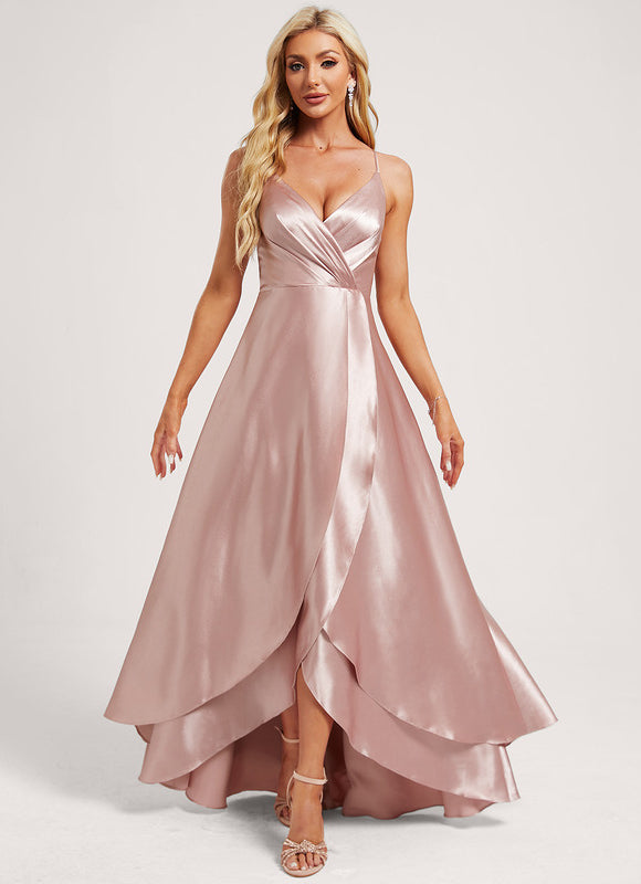 Robe Trapèze Satin Bleu Élégant - gallery 2