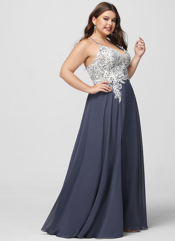 Robe Trapèze Verte En Mousseline Avec Perles Et Paillettes - gallery 6