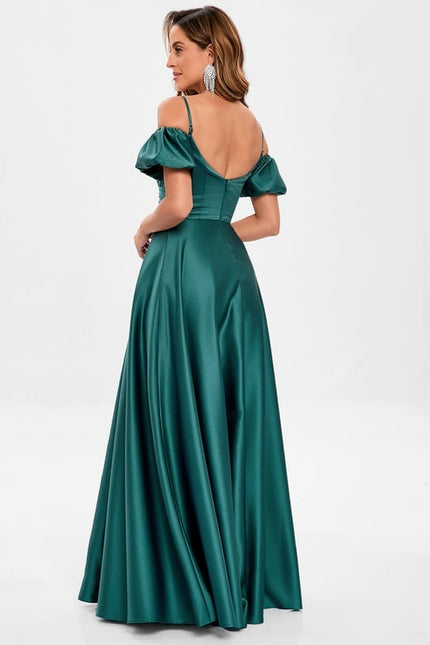 Robe Trapèze Satin Bleu Éclatant - gallery 7