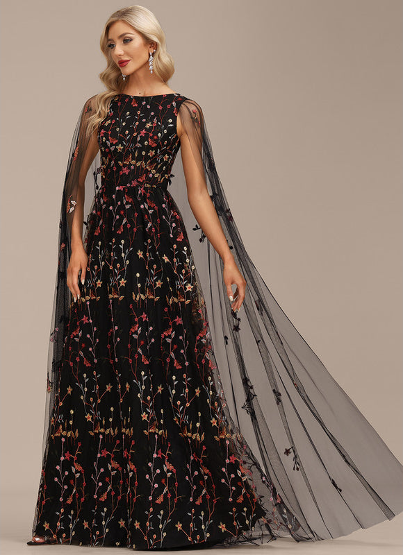 Robe Trapèze Nocturne Florale - gallery 5