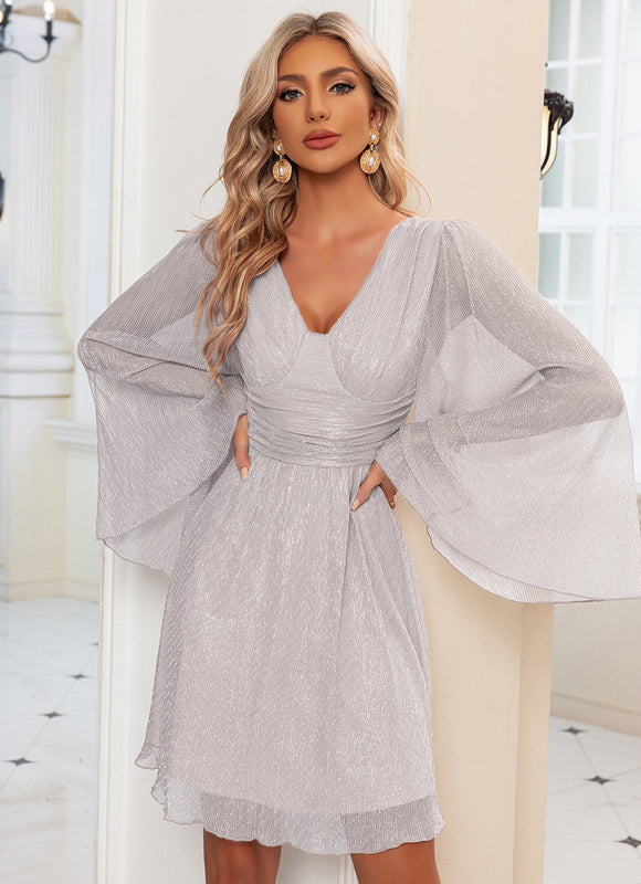 Robe Trapèze Satinée Rosée - gallery 8