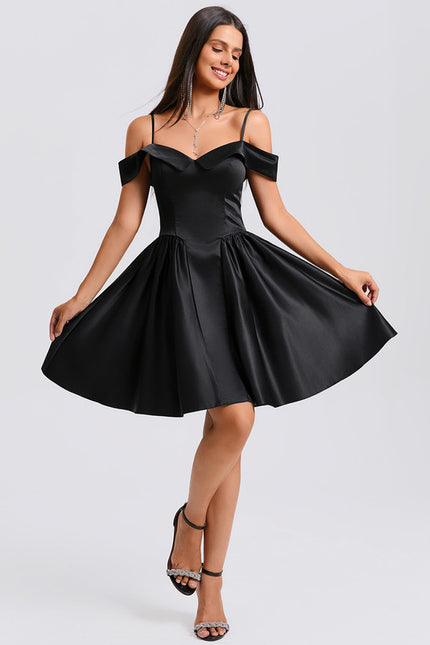 Robe Trapèze Satinée Ébène - gallery 6