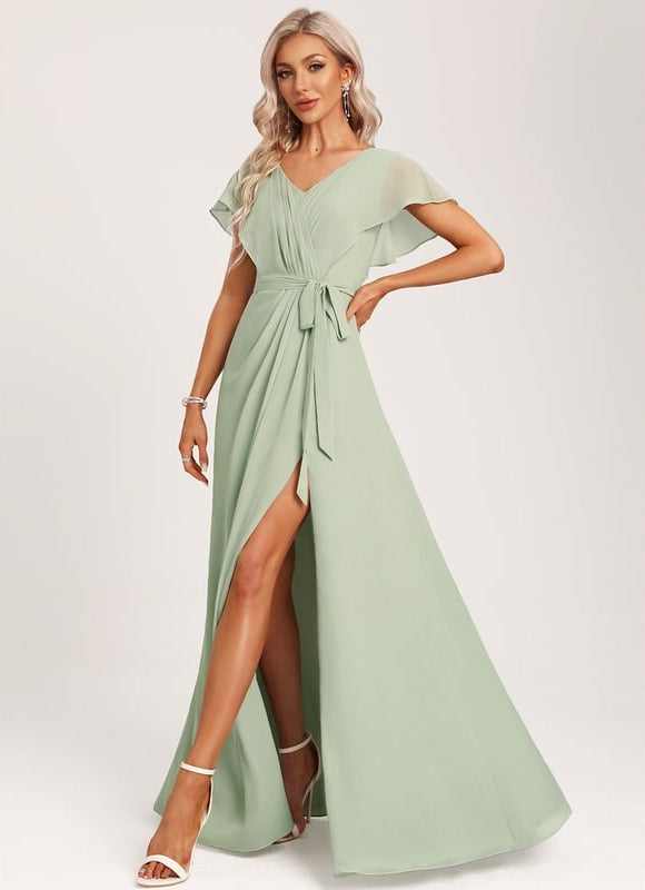 Robe Trapèze Mousseline Fendue - gallery 4