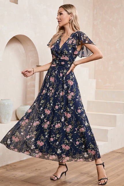 Robe Trapèze Fleurie Nuit - gallery 4