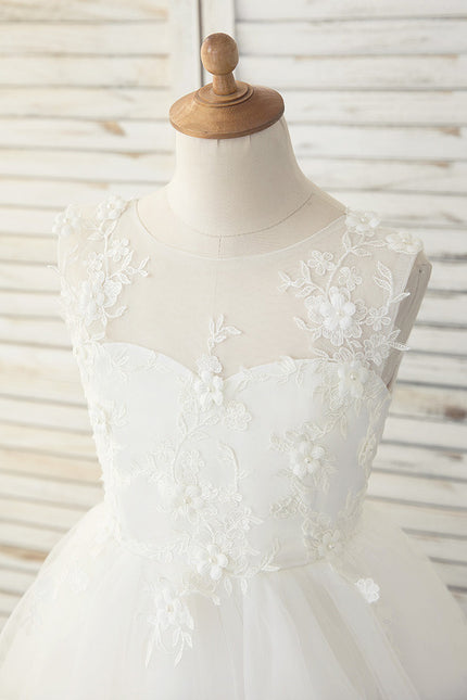Robe Trapèze Blanche Mariage Enfant - gallery 2