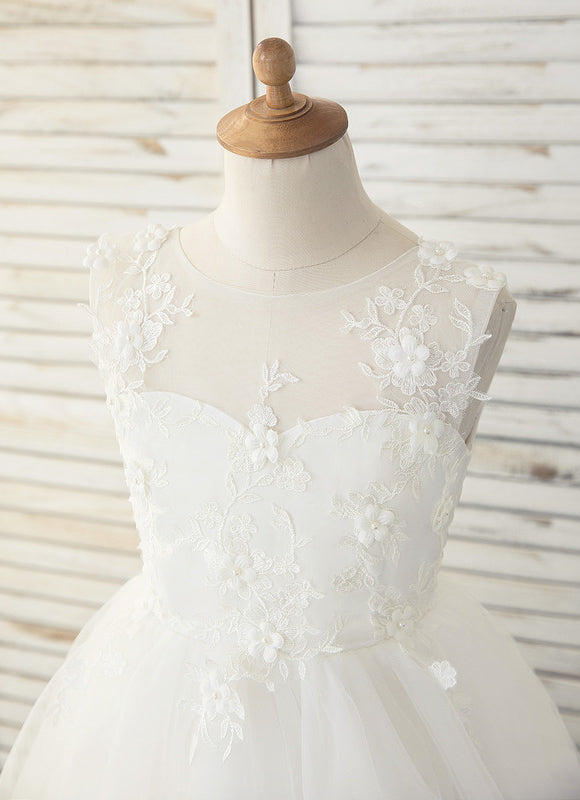 Robe Trapèze Blanche Mariage Enfant - gallery 2