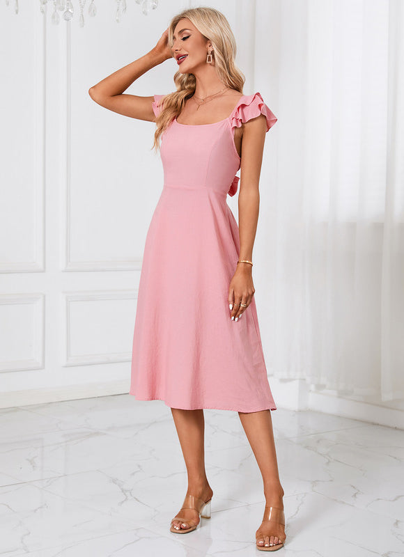 Robe Trapèze Rosée Aérienne - gallery 3