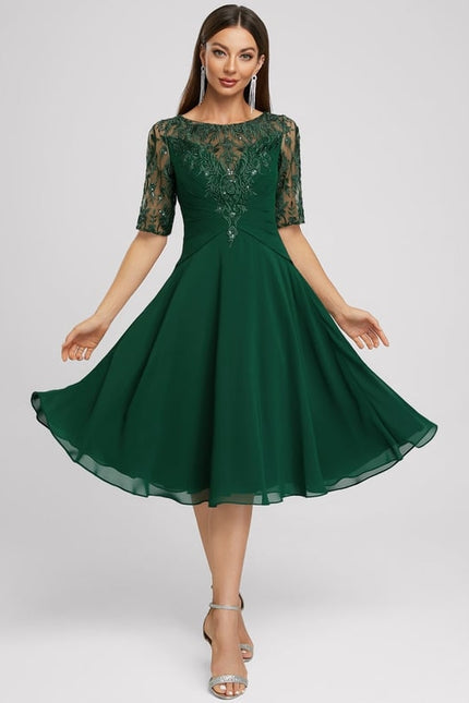 Robe Trapèze Cocktail Émeraude - gallery 3
