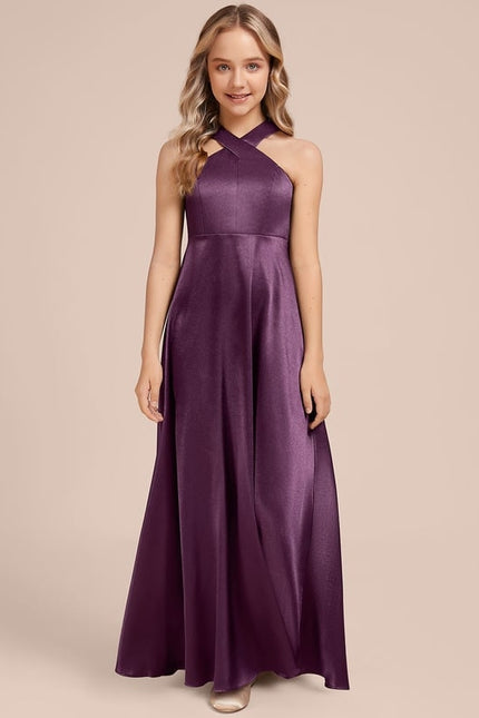 Robe Trapèze Violet Satiné Chic - gallery 2