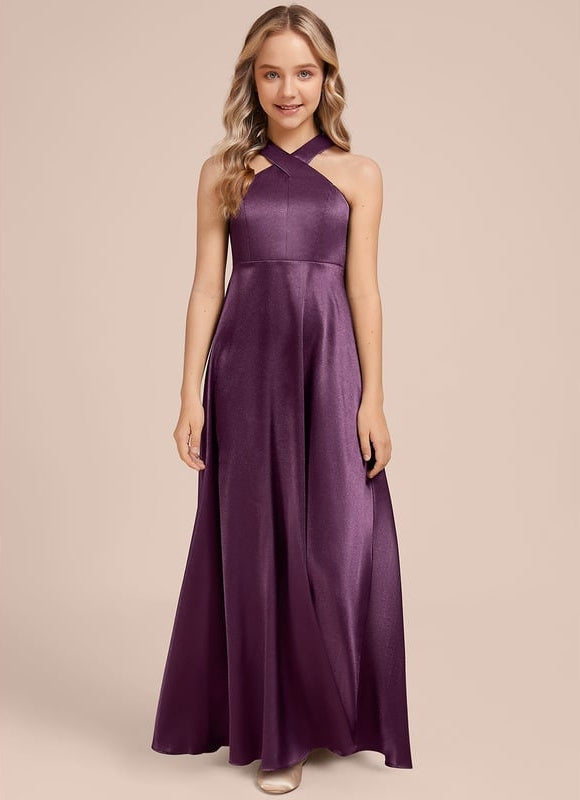 Robe Trapèze Violet Satiné Chic - gallery 2