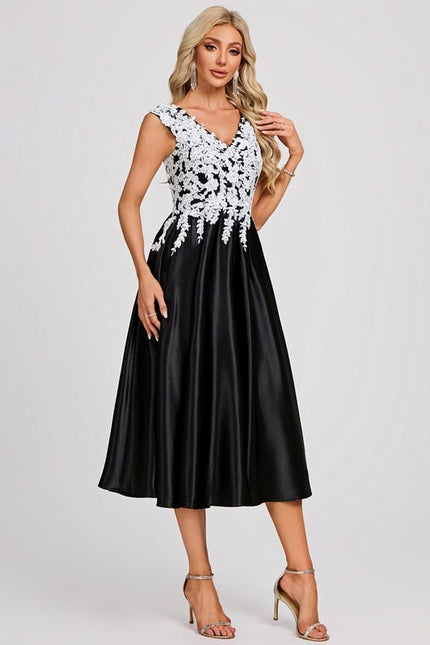 Robe Trapèze Satinée Noir Étoilé - gallery 3
