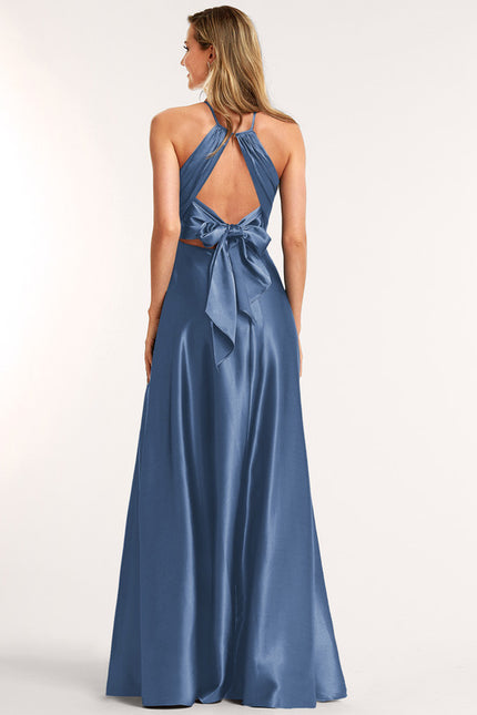 Robe Trapèze Satinée Azur - gallery 1