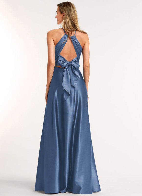 Robe Trapèze Satinée Azur - gallery 1