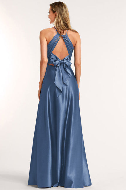 Robe Trapèze Satinée Azur - gallery 1