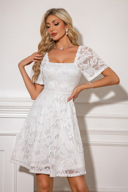 Robe Trapèze Dentelle Éclatante - gallery 4