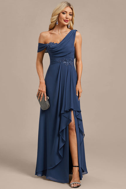 Robe Trapèze Élégance Asymétrique Marine - gallery 2