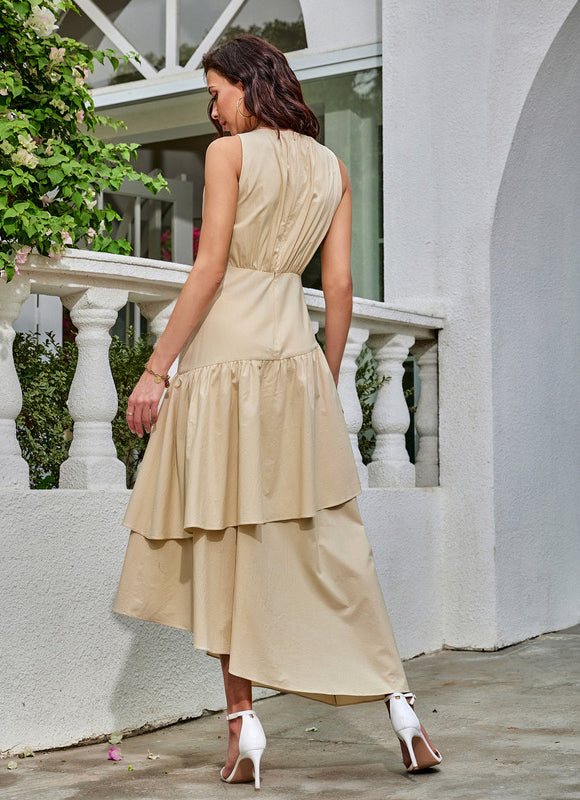 Robe Trapèze Beige Éthéré - gallery 4
