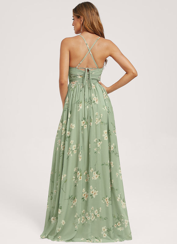 Robe Trapèze Longue Beige Élégante - gallery 5