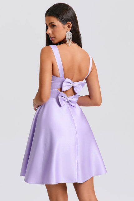 Robe Trapèze Satinée Lavande - gallery 7