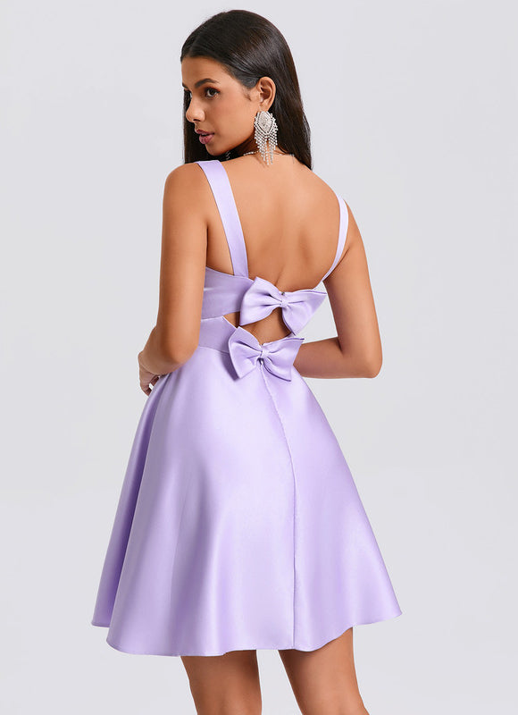 Robe Trapèze Satinée Lavande - gallery 7
