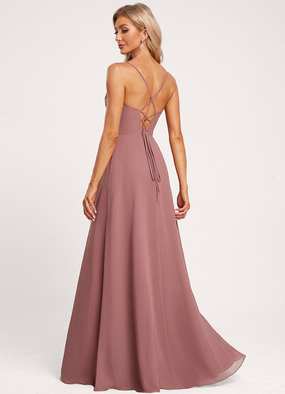 Robe Trapèze Longue Beige Élégante - gallery 3