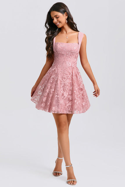 Robe Trapèze Rose Étoilée - gallery 3