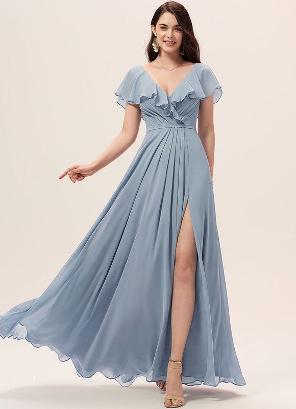 Robe Trapèze Longue Beige Élégante