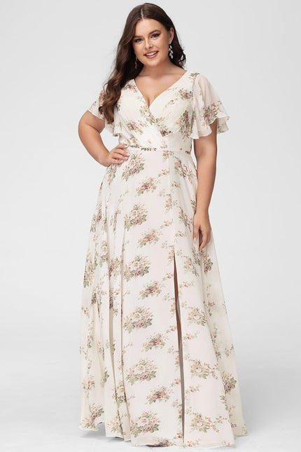 Robe Trapèze Longue Beige Élégante - gallery 7