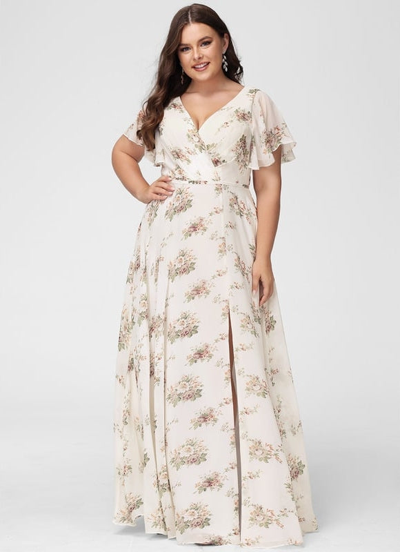 Robe Trapèze Longue Beige Élégante - gallery 7