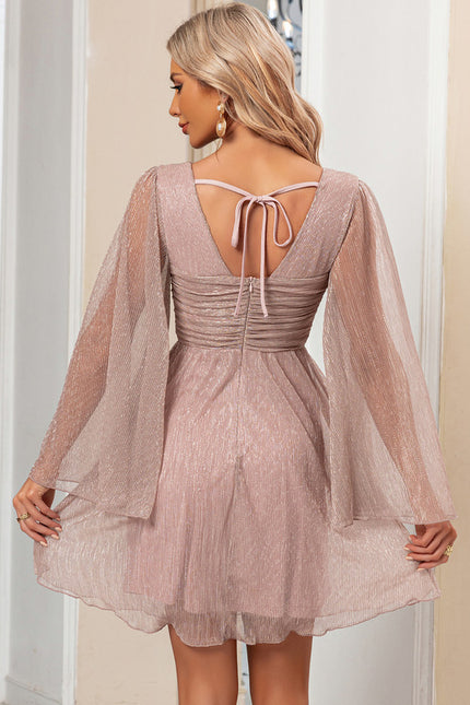 Robe Trapèze Satinée Rosée - gallery 5