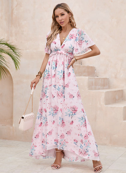Robe Trapèze Fleur Rose Éthérée