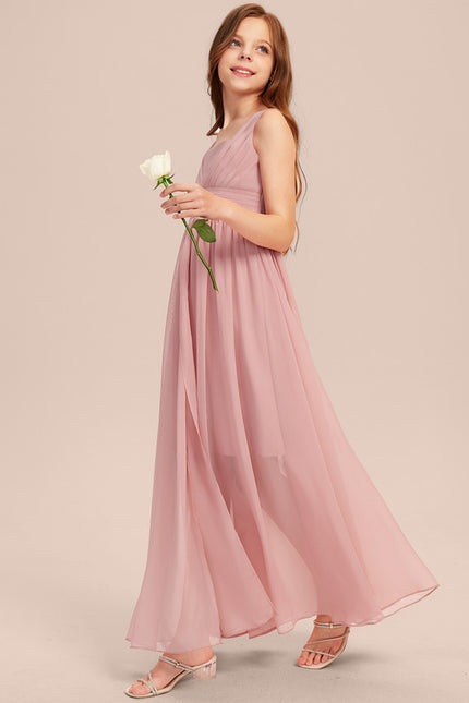 Robe Trapèze Rose Pastel Asymétrique Mousseline - gallery 2