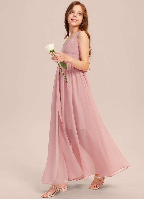Robe Trapèze Rose Pastel Asymétrique Mousseline - gallery 2