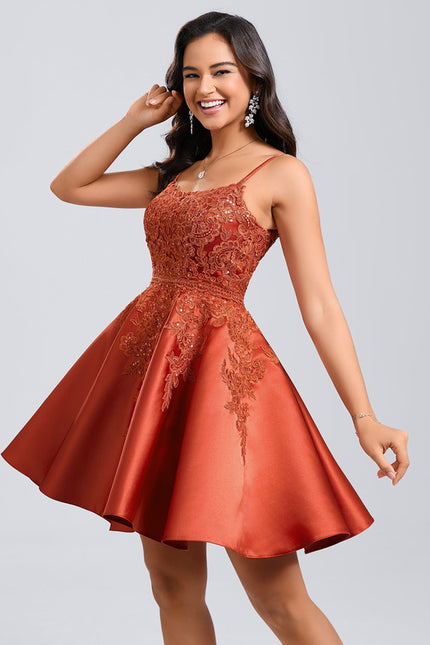 Robe Trapèze Satinée Écarlate - gallery 5