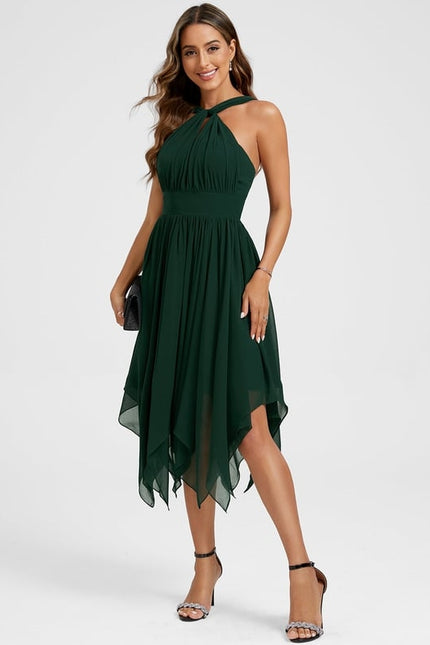 Robe Trapèze Mousseline Émeraude - gallery 9