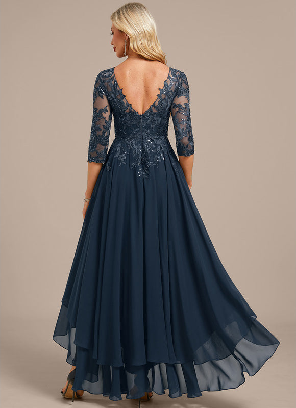 Robe Trapèze Asymétrique Dentelle - gallery 5