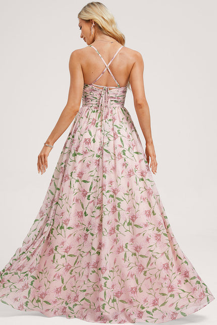 Robe Trapèze Longue Beige Élégante - gallery 4