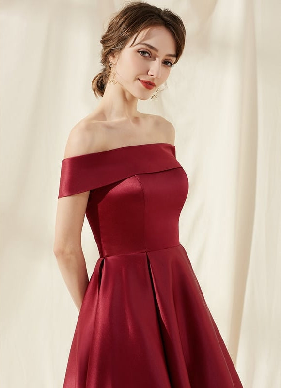 Robe Trapèze Rouge Satin Couture - gallery 4