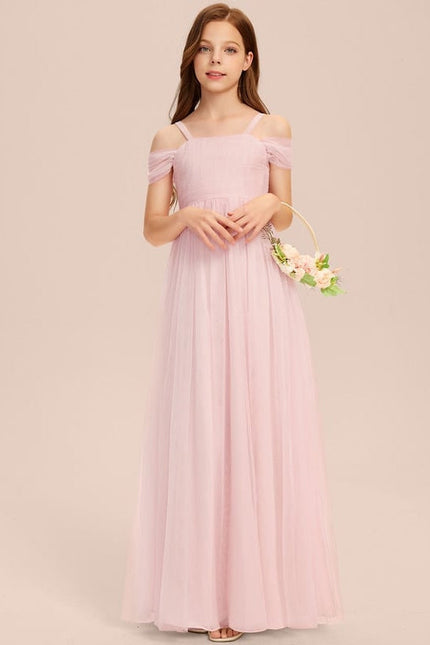 Robe Trapèze Rose Pastel Long Décolletée Épaules