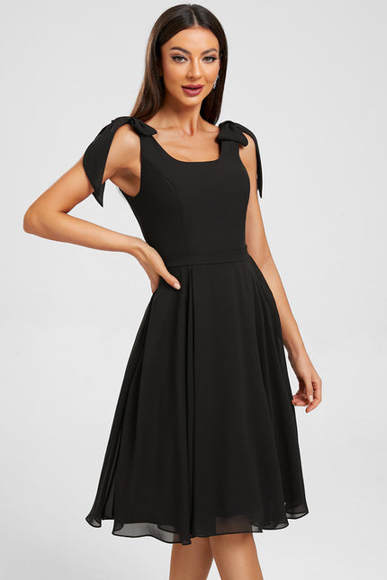 Robe Trapèze Chiffon Noire - gallery 4