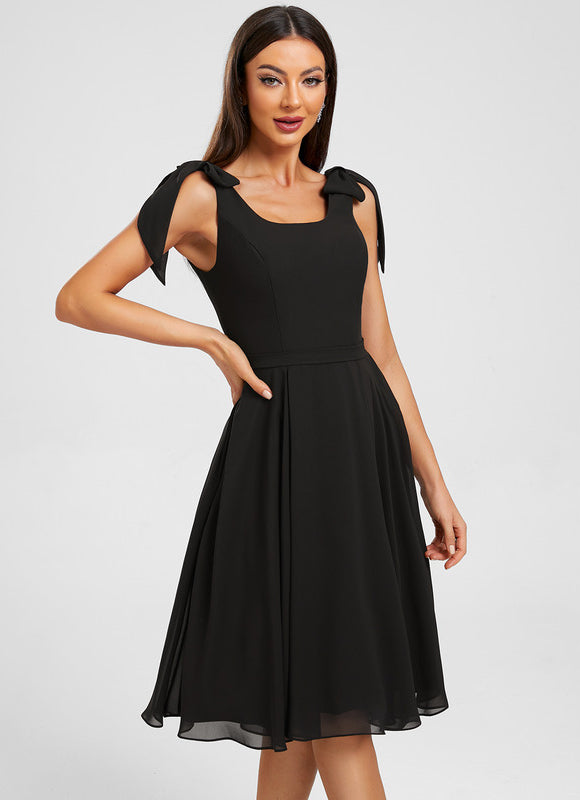 Robe Trapèze Chiffon Noire - gallery 4