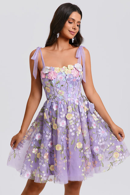 Robe Trapèze Fleurie Lavande - gallery 6