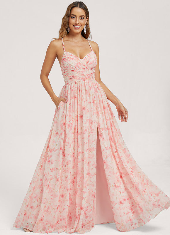 Robe Trapèze Longue Beige Élégante - gallery 2