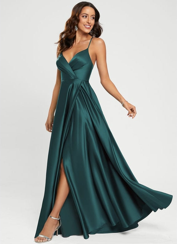 Robe Trapèze Éclat Satiné Doré - gallery 6