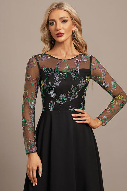 Robe Trapèze Élégance Florale Sombre - gallery 1